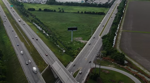 Aerial view of the Homestead SW 328th Street site adjacent to the Florida Turnpike